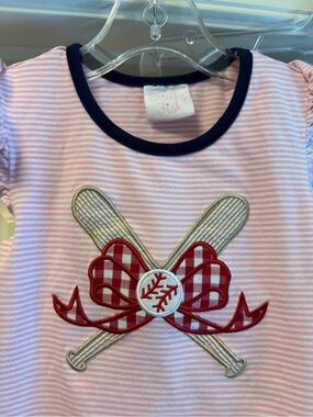 Stitchy Fish Girls Baseball Appliqué Knit Set